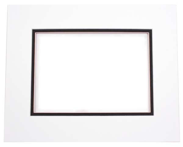 Fertig-Passepartouts Weiß/Schwarz 27,9x35,6cm doppelte Dicke mit 19,4x24,5cm Ausschnitt (10 Stück) [MD20021]