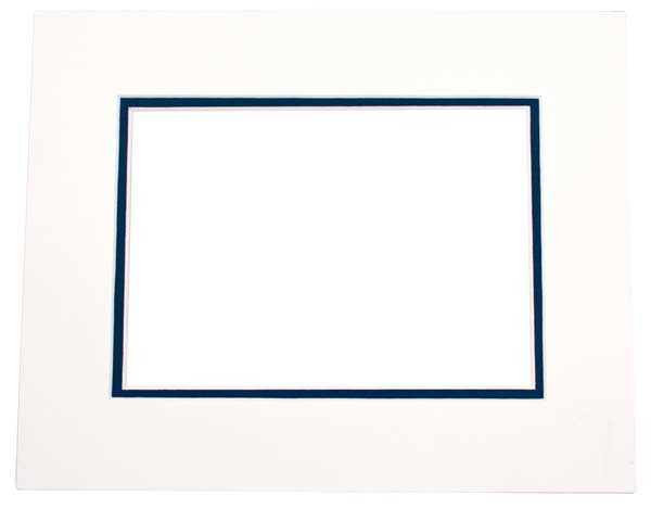 Fertig-Passepartouts Elfenbein/Dunkelblau 40,6x50,8cm doppelte Dicke mit 27x34,6cm Ausschnitt (10 Stück) [MD20037]