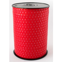 Kräuselband mit Punkte Rot 10 mm x 225 mtr (1 Rolle) [HV-PLS10R]