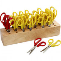 Kinderscheren mit Scherenhalter, L 12,5 cm, runde Spitze, 1Set [HOB-11227]