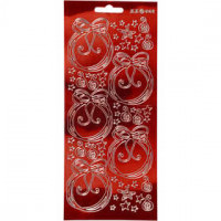 Sticker, Blatt 10x23 cm, Gold, Transparent Rot, Christbaumkugeln, 1Bl. [HOB-170201]