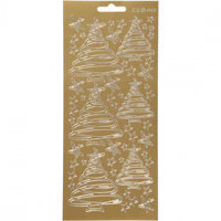 Sticker, Blatt 10x23 cm, Gold, Weihnachtsbäume, 1Bl. [HOB-170204]