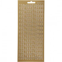Sticker, Blatt 10x23 cm, Gold, Zahlen, 1Bl. [HOB-170228]