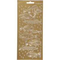 Sticker, Blatt 10x23 cm, Gold, Fische, 1Bl. [HOB-170230]