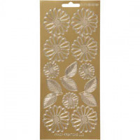 Sticker, Blatt 10x23 cm, Gold, Gänseblümchen, 1Bl. [HOB-170246]