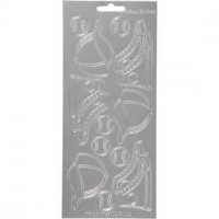 Sticker, Blatt 10x23 cm, Silber, Sport, 1Bl. [HOB-170249]