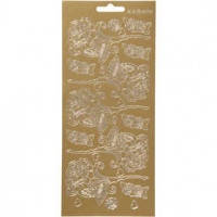 Sticker, Blatt 10x23 cm, Gold, Rosen, 1Bl. [HOB-170250]