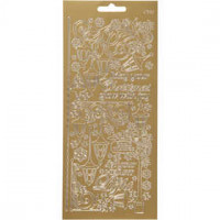 Sticker, Blatt 10x23 cm, Gold, Laternen, 1Bl. [HOB-170254]