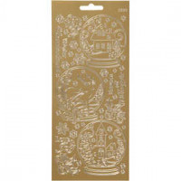 Sticker, Blatt 10x23 cm, Gold, Schneekugeln, 1Bl. [HOB-170256]