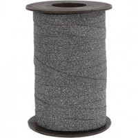 Kräuselband, B 10 mm, Schwarz, Glitter, 100m [HOB-20229]