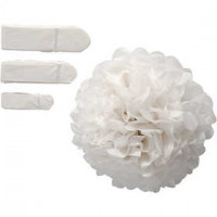 Seidenpapier-Pompons, Weiß, D: 20+24+30 cm,  16 g, 3sort. [HOB-20471]