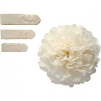 Seidenpapier-Pompons, Creme, D: 20+24+30 cm,  16 g, 3sort. [HOB-20472]