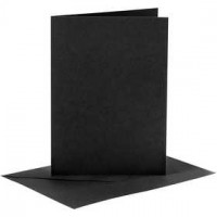 Karten und Kuverts, Kartengröße 10,5x15 cm, Umschlaggröße 11,5x16,5 cm, Schwarz, 6Sets [HOB-23020]