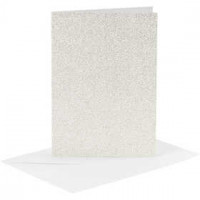 Karten und Kuverts, Kartengröße 10,5x15 cm, Umschlaggröße 11,5x16,5 cm, Weiß, Glitter, 4Sets [HOB-23028]