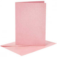 Briefkarte und Briefumschlag, Kartengröße 10,5x15 cm, Umschlaggröße 11,5x16,5 cm, Rosa, Perlmutt, 4Sets [HOB-23036]