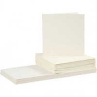 Karten und Kuverts, Kartengröße 15x15 cm, Umschlaggröße 16x16 cm, Creme, 50Sets [HOB-23119]