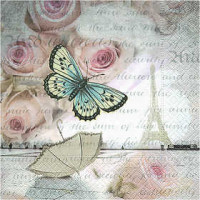 Papierservietten, Größe 33x33 cm, Sommer in Paris, 20Stck. [HOB-23527]
