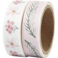 Washi Tape, B 15 mm, , Blumen und Blätter, 2x5m [HOB-24770]