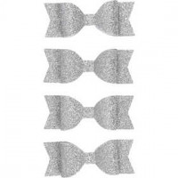 Papier-Schleifen, Größe 31x85 mm, Silber mit Glitter, 4Stck. [HOB-24788]