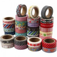 Motiv-Klebeband, B 15 mm, Sortierte Farben, 180x10m [HOB-25193]