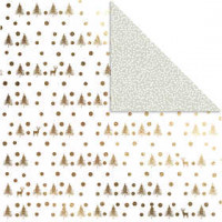 Design-Papier, Blatt 30,5x30,5 cm,  180 g, Gold, Hirsche & Punkte, 3Bl. [HOB-25343]