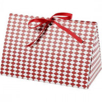 Geschenkbox, Harlekin-Muster, Größe 15x7x8 cm,  250 g, Weiß, Rot, 3Stck. [HOB-26299]
