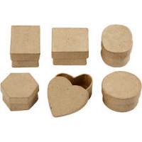Mini-Schachteln, D: 4-6 cm, H 3 cm, 6Stck. [HOB-268003]