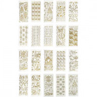 Hobbysticker, Blatt 10x23 cm, Gold, Weihnachten, 20Bl. sort. [HOB-28030]