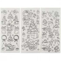 Hobbysticker, Blatt 10x23 cm, Silber, Weihnachten, 20Bl. sort. [HOB-28031]