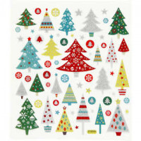 Sticker, Blatt 15x16,5 cm, ca. 63 Stck, Weihnachtsbäume, 1Bl. [HOB-28910]