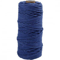 Baumwollkordel, L 100 m, Stärke: 2 mm, Blau, Dicke Qualität 12/36, 225g [HOB-41542]