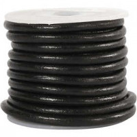 Lederband, Stärke: 4 mm, Schwarz, 5m [HOB-51566]