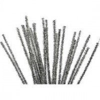 Chenilledraht, Stärke: 6 mm, L 30 cm, Silber, 24Stck. [HOB-51635]