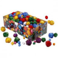 Pompons, D: 15-40 mm, ca. 400 Stck, Glitzerfarben, Glitter, 400g [HOB-51892]