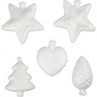 Weihnachtsfiguren aus Styropor, H 7-8 cm, Weiß, 5Stck. [HOB-54342]