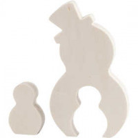 2in1 - Holzfigur, Schneemänner, H 4,5+11,5 cm, B 3+6,5 cm, Sperrholz, 1Set, Tiefe 1,2 cm [HOB-56156]