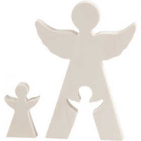 2in1 - Holzfigur, Engel, H 4,5+11,5 cm, B 3+8 cm, Sperrholz, 1Set, Tiefe 1,2 cm [HOB-56157]