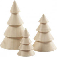 Weihnachtsbäume aus Holz, H 5+7,5+10 cm, D: 3,5+5,4+6,7 cm, Kaiserbaum, 3Stck. [HOB-56238]