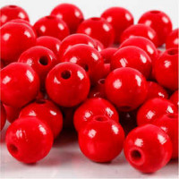 Holzperlen, D: 12 mm, Lochgröße 3 mm, Rot, 22g, ca. 40 Stck [HOB-570414]