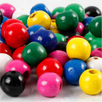 Holzperlen-Mix, D: 12 mm, Lochgröße 3 mm, Sortierte Farben, 230g, ca. 450 sort. [HOB-57046]