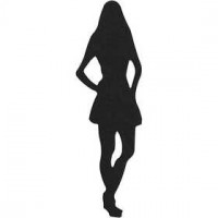 Stanzfigur aus Karton, Schwarz, Größe 25x80 mm, Junge Frau, 10Stck. [HOB-586001]