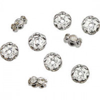 Strasssteinrondelle, D: 8 mm, Lochgröße 2 mm, Versilbert, 5Stck. [HOB-601870]