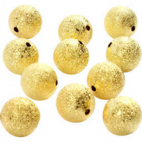Glitzerperlen, D: 12 mm, Lochgröße 1 mm, Vergoldet, 20Stck. [HOB-60669]