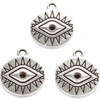 Schmuckanhänger, D: 16 mm, Lochgröße 1,8 mm, Versilbert, 3Stck. [HOB-61176]