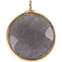 Schmuck-Anhänger, D: 15 mm, Lochgröße 2 mm, Grau, 1Stck [HOB-69072]