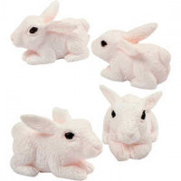 Kleine Tierfiguren, H 10 mm, Hasen, 4Stck. [HOB-69996]
