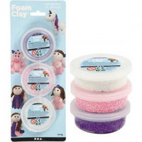 Foam Clay® Sets, Weiß, Lila, Pink, Metallic-Farbe und Glitter, 3x14g [HOB-78136]