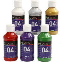 A-Color Acrylfarbe, sortierte Farben, 04 - Glitter, 6x120ml [HOB-95247]