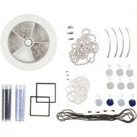 Schmuckset - Nordische Schlichtheit, Blau, Metallic-Hellgrau, Versilbert, 1Sortmt. [HOB-98207]