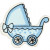 Kinderwagen, Hellblau, Größe 34x31 mm, Stärke: 1,7 mm, 10Stck. [HOB-599711]